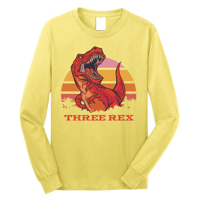 Three Rex Dinosaur Birthday Long Sleeve Shirt