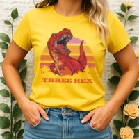 Three Rex Dinosaur Birthday Womens T-Shirt