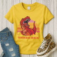Three Rex Dinosaur Birthday Womens T-Shirt