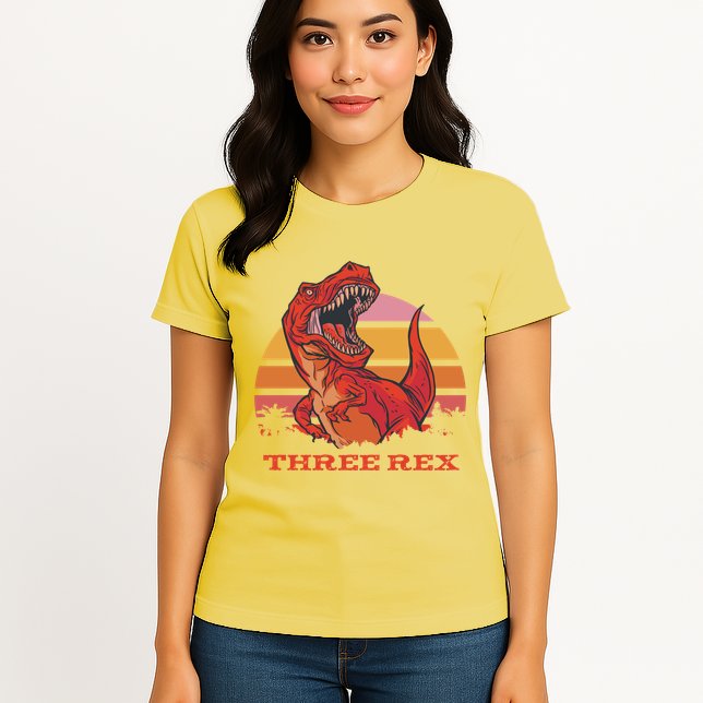 Three Rex Dinosaur Birthday Womens T-Shirt