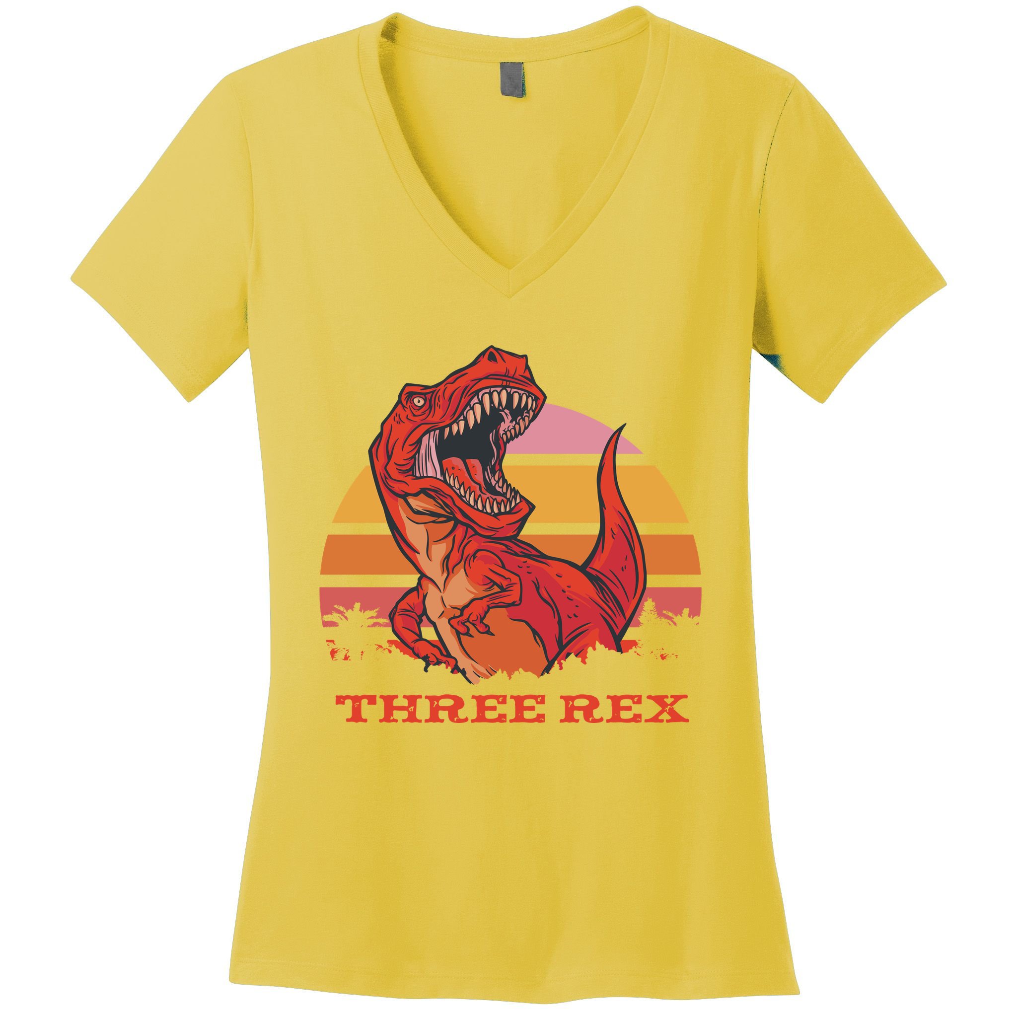 Three Rex Dinosaur Birthday Women's V-Neck T-Shirt