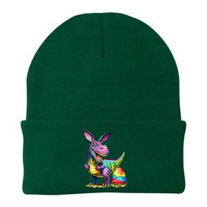 T Rex Dino Bunny Dinosaurs Hunt Eggs Happy Easter Knit Cap Winter Beanie