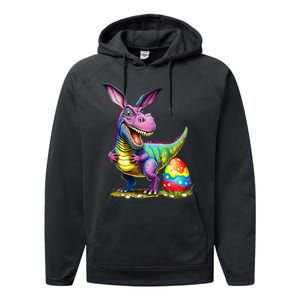 T Rex Dino Bunny Dinosaurs Hunt Eggs Happy Easter Performance Fleece Hoodie