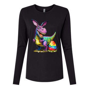 T Rex Dino Bunny Dinosaurs Hunt Eggs Happy Easter Womens Cotton Relaxed Long Sleeve T-Shirt