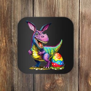 T Rex Dino Bunny Dinosaurs Hunt Eggs Happy Easter Coaster