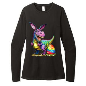 T Rex Dino Bunny Dinosaurs Hunt Eggs Happy Easter Womens CVC Long Sleeve Shirt