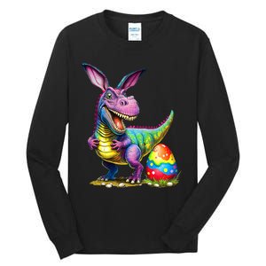 T Rex Dino Bunny Dinosaurs Hunt Eggs Happy Easter Tall Long Sleeve T-Shirt