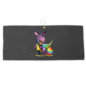 T Rex Dino Bunny Dinosaurs Hunt Eggs Happy Easter Large Microfiber Waffle Golf Towel