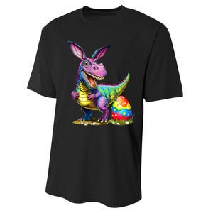 T Rex Dino Bunny Dinosaurs Hunt Eggs Happy Easter Performance Sprint T-Shirt