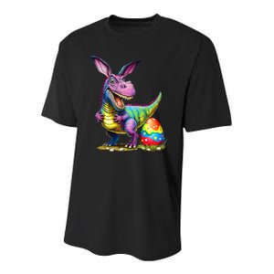 T Rex Dino Bunny Dinosaurs Hunt Eggs Happy Easter Youth Performance Sprint T-Shirt