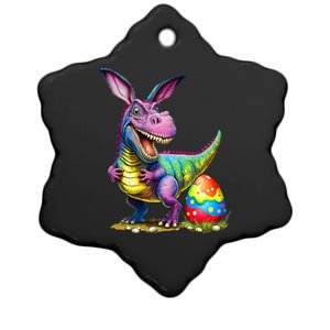 T Rex Dino Bunny Dinosaurs Hunt Eggs Happy Easter Ceramic Star Ornament