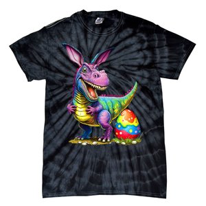 T Rex Dino Bunny Dinosaurs Hunt Eggs Happy Easter Tie-Dye T-Shirt