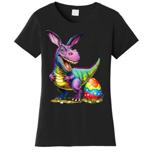 T Rex Dino Bunny Dinosaurs Hunt Eggs Happy Easter Women's T-Shirt