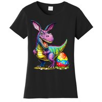 T Rex Dino Bunny Dinosaurs Hunt Eggs Happy Easter Women's T-Shirt