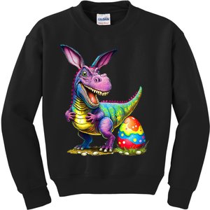 T Rex Dino Bunny Dinosaurs Hunt Eggs Happy Easter Kids Sweatshirt