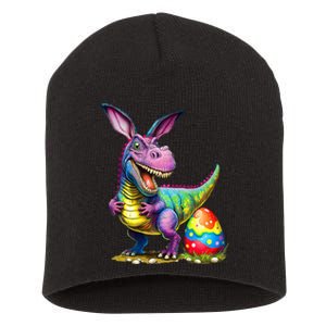 T Rex Dino Bunny Dinosaurs Hunt Eggs Happy Easter Short Acrylic Beanie