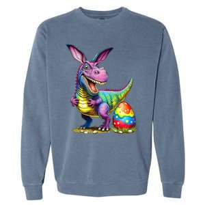 T Rex Dino Bunny Dinosaurs Hunt Eggs Happy Easter Garment-Dyed Sweatshirt