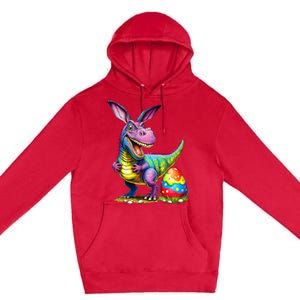 T Rex Dino Bunny Dinosaurs Hunt Eggs Happy Easter Premium Pullover Hoodie