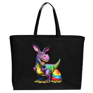 T Rex Dino Bunny Dinosaurs Hunt Eggs Happy Easter Cotton Canvas Jumbo Tote