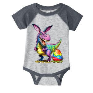 T Rex Dino Bunny Dinosaurs Hunt Eggs Happy Easter Infant Baby Jersey Bodysuit