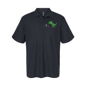 T Rex Dinosaur Walking Boston Terrier Funny Dog Gift Softstyle Adult Sport Polo