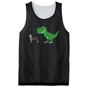 T Rex Dinosaur Walking Boston Terrier Funny Dog Gift Mesh Reversible Basketball Jersey Tank