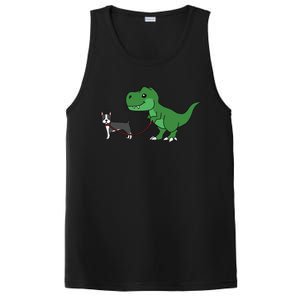 T Rex Dinosaur Walking Boston Terrier Funny Dog Gift PosiCharge Competitor Tank