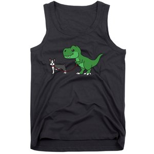 T Rex Dinosaur Walking Boston Terrier Funny Dog Gift Tank Top