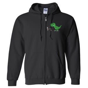 T Rex Dinosaur Walking Boston Terrier Funny Dog Gift Full Zip Hoodie