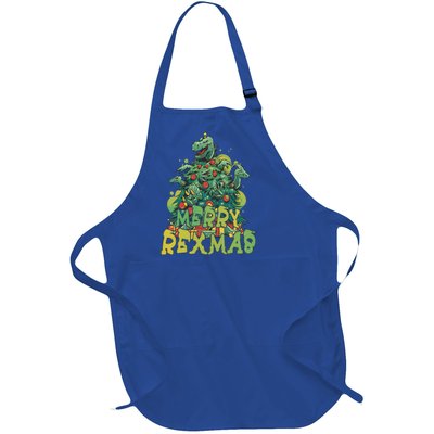 Tree Rex Dinosaur Christmas Merry Rexmas Cool Gift Full-Length Apron With Pockets