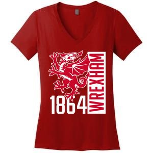 The Red Dragons Wrexham Fc Football Club Wrexham Women's V-Neck T-Shirt