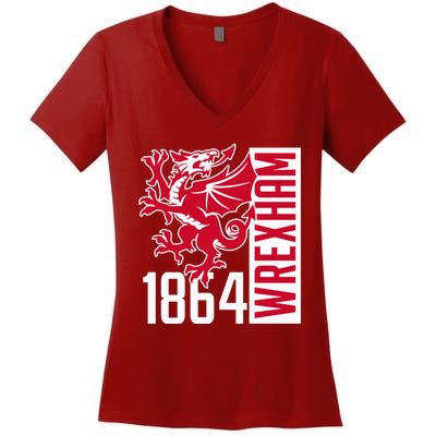 The Red Dragons Wrexham Fc Football Club Wrexham Women's V-Neck T-Shirt