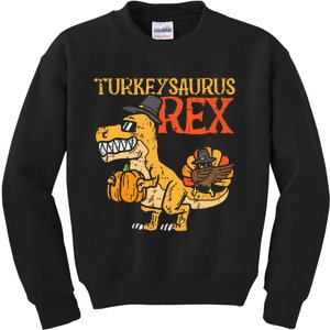 Turkeysaurus Rex Dab Turkey Dino  Thanksgiving Kids Sweatshirt