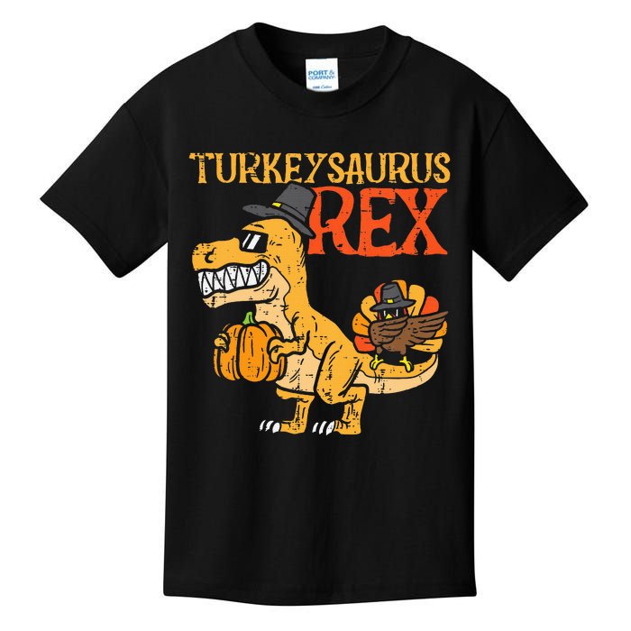 Turkeysaurus Rex Dab Turkey Dino  Thanksgiving Kids T-Shirt