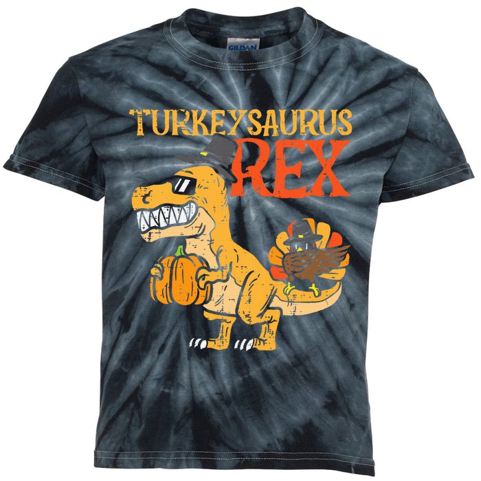 Turkeysaurus Rex Dab Turkey Dino  Thanksgiving Kids Tie-Dye T-Shirt