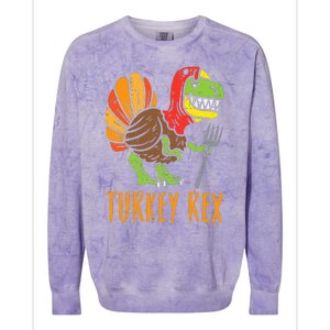 Turkey Rex DInosaur Funny Thanksgiving Colorblast Crewneck Sweatshirt