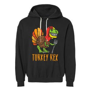 Turkey Rex DInosaur Funny Thanksgiving Garment-Dyed Fleece Hoodie