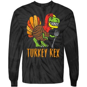 Turkey Rex DInosaur Funny Thanksgiving Tie-Dye Long Sleeve Shirt