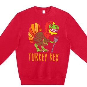 Turkey Rex DInosaur Funny Thanksgiving Premium Crewneck Sweatshirt