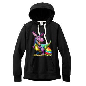 T Rex Dino Bunny Dinosaurs Hunt Eggs Happy Easter Women's Fleece Hoodie