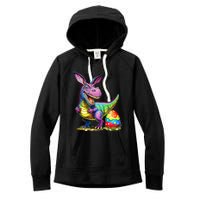 T Rex Dino Bunny Dinosaurs Hunt Eggs Happy Easter Women's Fleece Hoodie