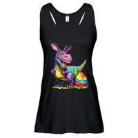 T Rex Dino Bunny Dinosaurs Hunt Eggs Happy Easter Ladies Essential Flowy Tank