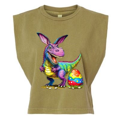 T Rex Dino Bunny Dinosaurs Hunt Eggs Happy Easter Garment-Dyed Women's Muscle Tee