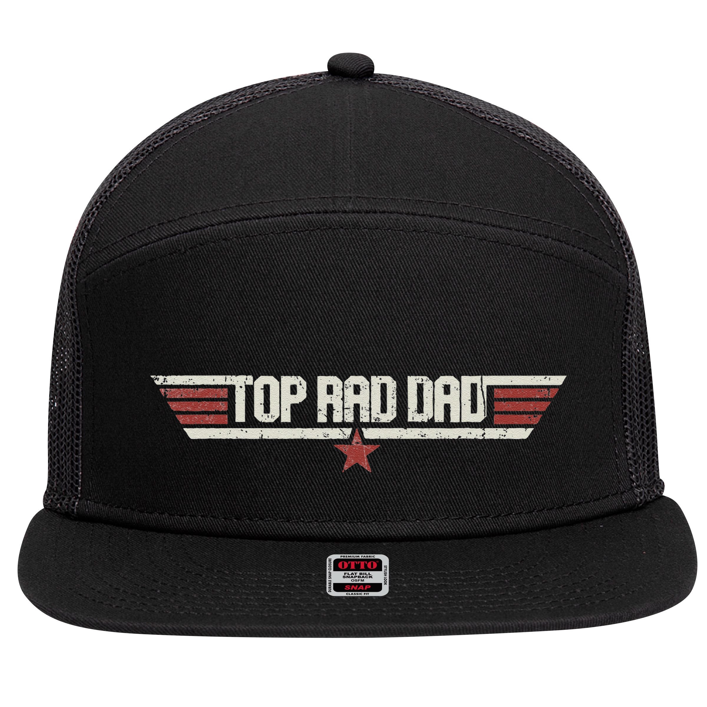 Top Rad Dad Funny Vintage 80s Gift Father 80s Fathers Day 7 Panel Mesh Trucker Snapback Hat