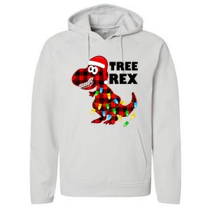 Tree Rex Dinosaur. Pun Funny Dino Christmas Pajama Gift Performance Fleece Hoodie