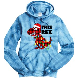 Tree Rex Dinosaur. Pun Funny Dino Christmas Pajama Gift Tie Dye Hoodie