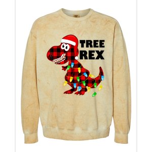 Tree Rex Dinosaur. Pun Funny Dino Christmas Pajama Gift Colorblast Crewneck Sweatshirt