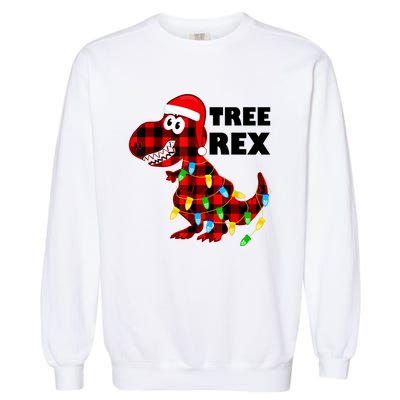 Tree Rex Dinosaur. Pun Funny Dino Christmas Pajama Gift Garment-Dyed Sweatshirt