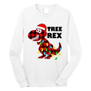 Tree Rex Dinosaur. Pun Funny Dino Christmas Pajama Gift Long Sleeve Shirt