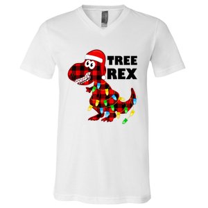 Tree Rex Dinosaur. Pun Funny Dino Christmas Pajama Gift V-Neck T-Shirt